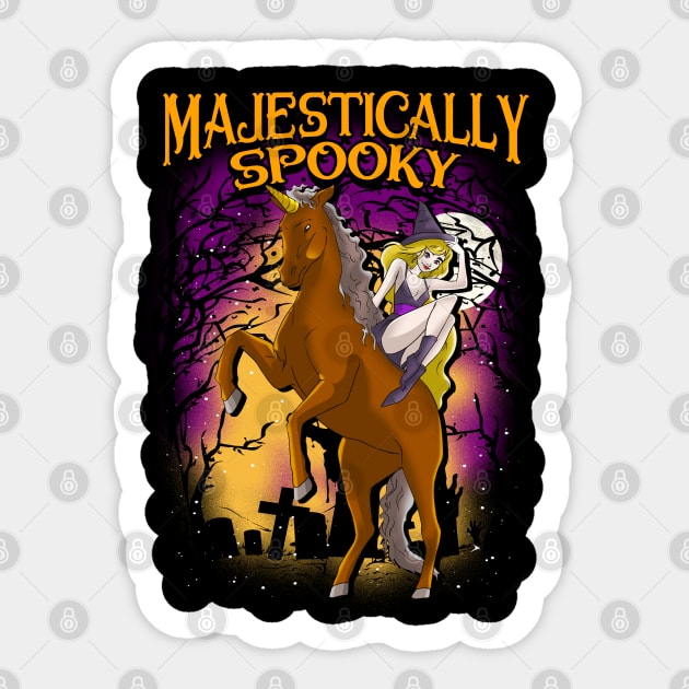 Majestically Spooky Witch & Unicorn Halloween Funn Sticker by creative